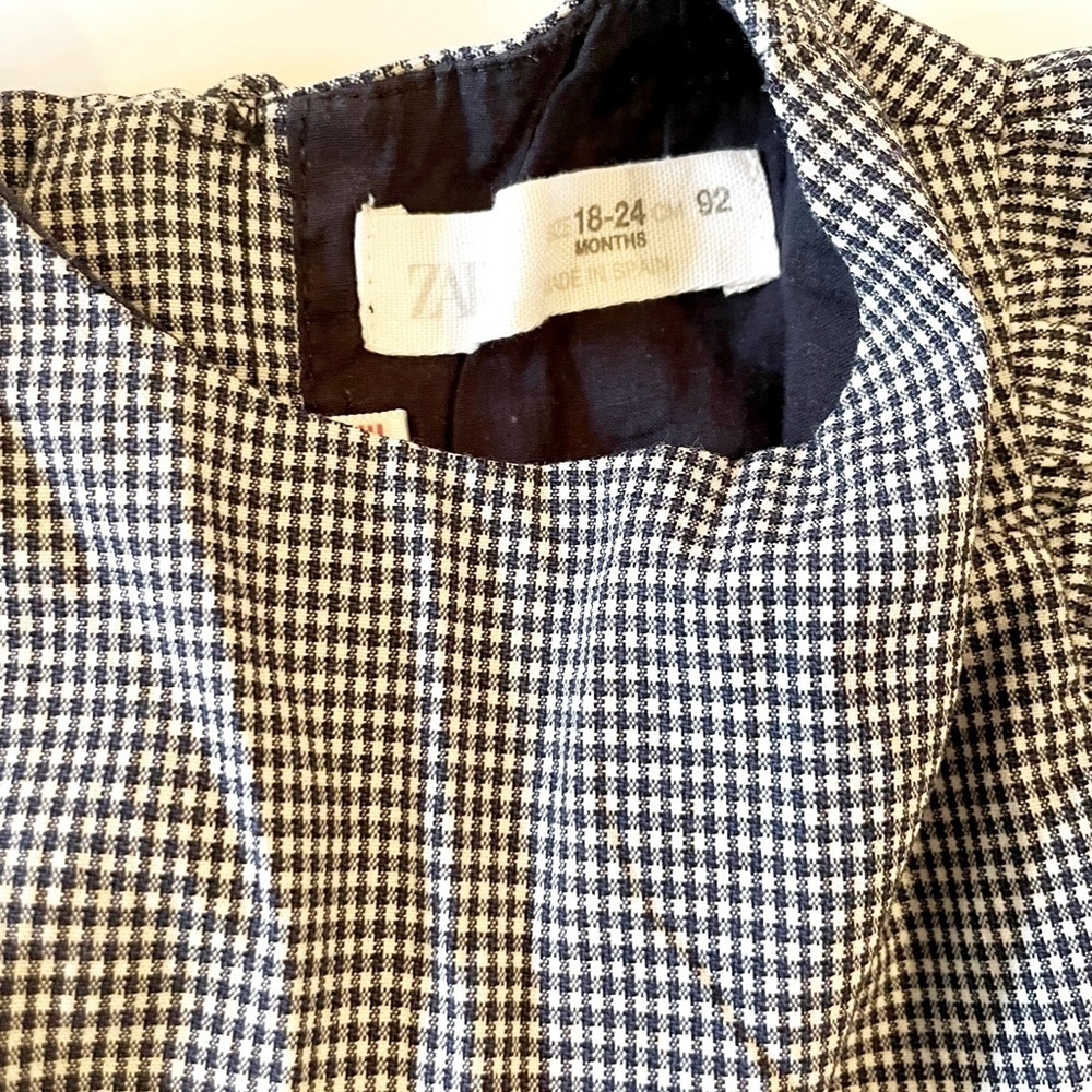 Zara 18-24M navy gingham short sleeve dress - Picture 3 of 6